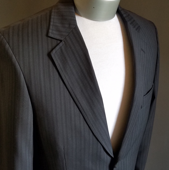 Gray pinstripe suit jacket mens sport coat shadow stripe 42 - Picture 2 of 8